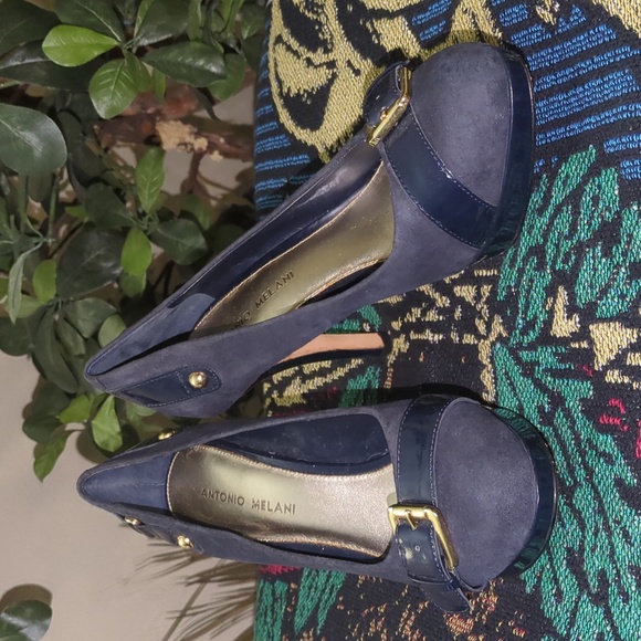 ❤️3/$20 Antonio Melani Navy Blue Women's Heels - Picture 4 of 8